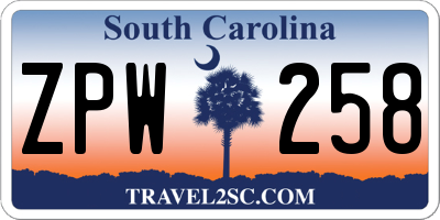 SC license plate ZPW258
