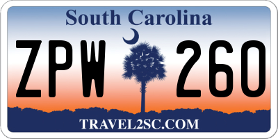 SC license plate ZPW260