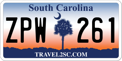SC license plate ZPW261