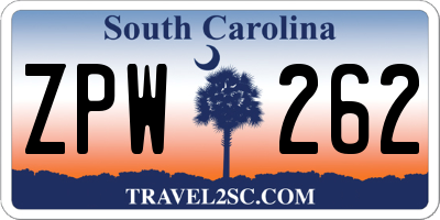SC license plate ZPW262