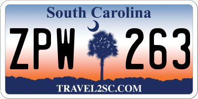 SC license plate ZPW263