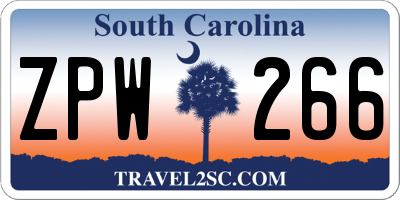 SC license plate ZPW266