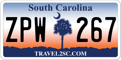 SC license plate ZPW267
