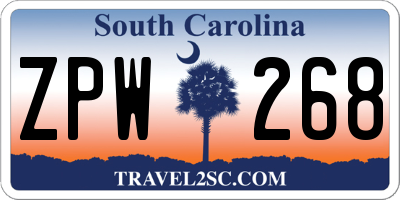 SC license plate ZPW268
