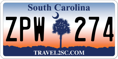SC license plate ZPW274