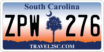 SC license plate ZPW276