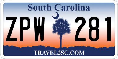 SC license plate ZPW281