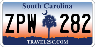 SC license plate ZPW282