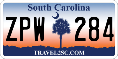 SC license plate ZPW284