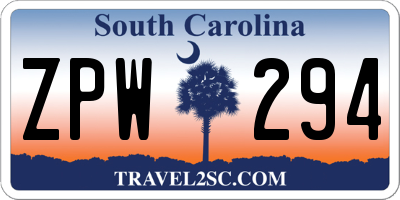SC license plate ZPW294