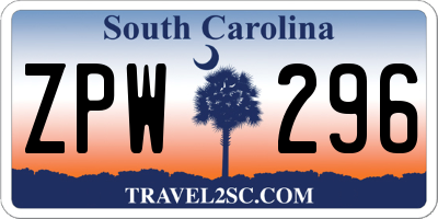 SC license plate ZPW296