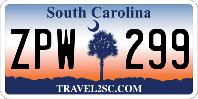 SC license plate ZPW299