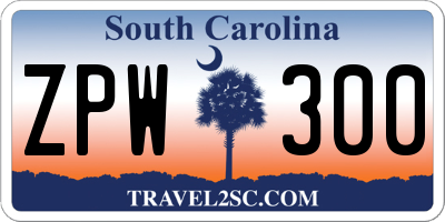 SC license plate ZPW300