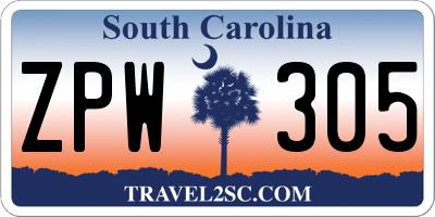 SC license plate ZPW305