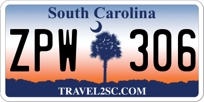 SC license plate ZPW306