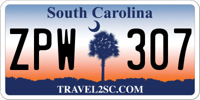 SC license plate ZPW307