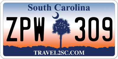 SC license plate ZPW309
