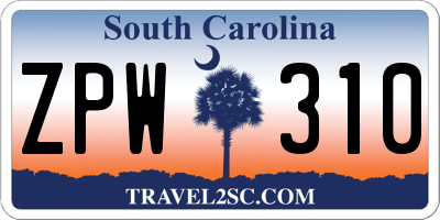 SC license plate ZPW310