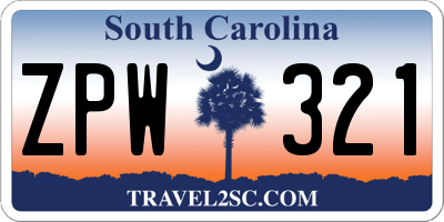 SC license plate ZPW321