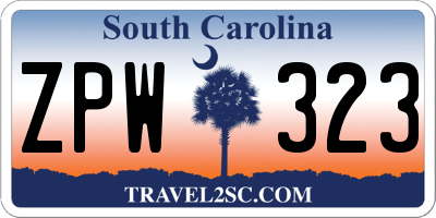 SC license plate ZPW323