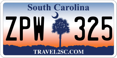 SC license plate ZPW325