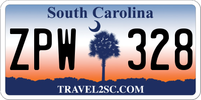 SC license plate ZPW328