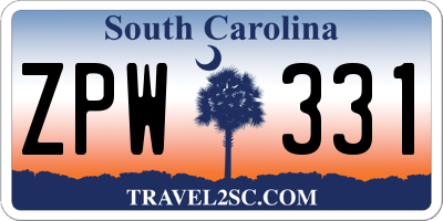 SC license plate ZPW331