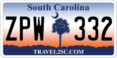 SC license plate ZPW332