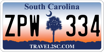 SC license plate ZPW334