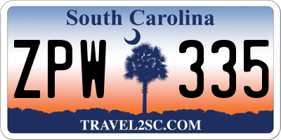 SC license plate ZPW335