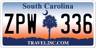 SC license plate ZPW336