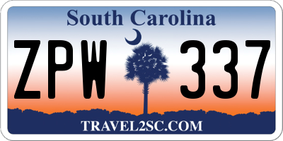 SC license plate ZPW337