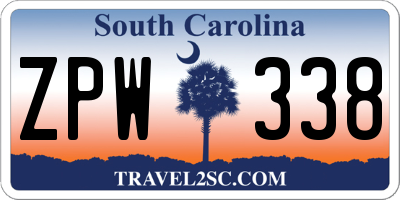 SC license plate ZPW338