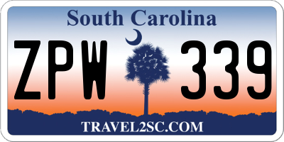 SC license plate ZPW339