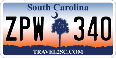SC license plate ZPW340