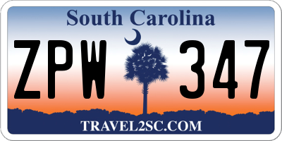 SC license plate ZPW347