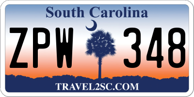 SC license plate ZPW348