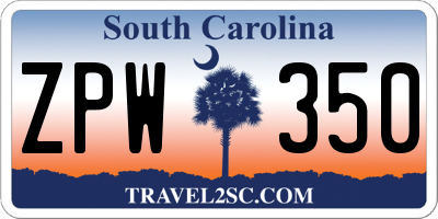 SC license plate ZPW350