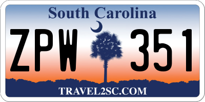 SC license plate ZPW351