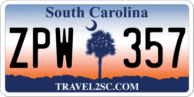 SC license plate ZPW357