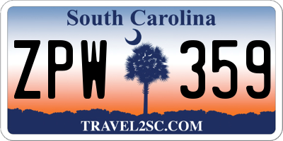 SC license plate ZPW359