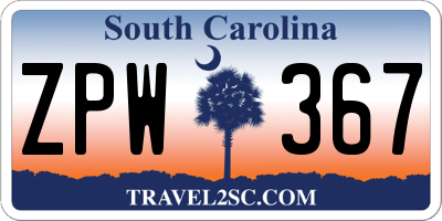 SC license plate ZPW367