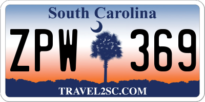 SC license plate ZPW369
