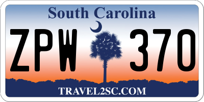 SC license plate ZPW370