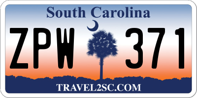SC license plate ZPW371