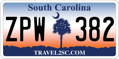SC license plate ZPW382