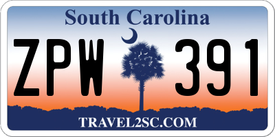 SC license plate ZPW391