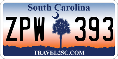 SC license plate ZPW393