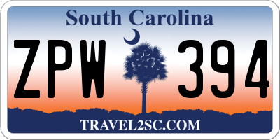 SC license plate ZPW394
