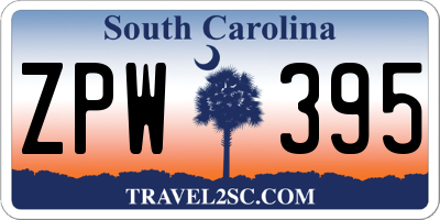SC license plate ZPW395